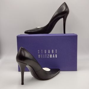 Stuart Weitzman Black Leather "Trouble" Pump